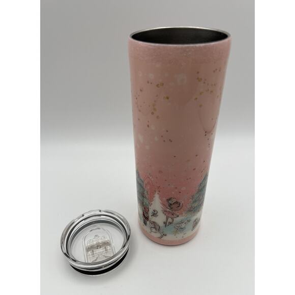 Pink Ballerina Nutcracker Ballet Christmas Themed Glitter 20oz Tumbler with Lid - Picture 7 of 13